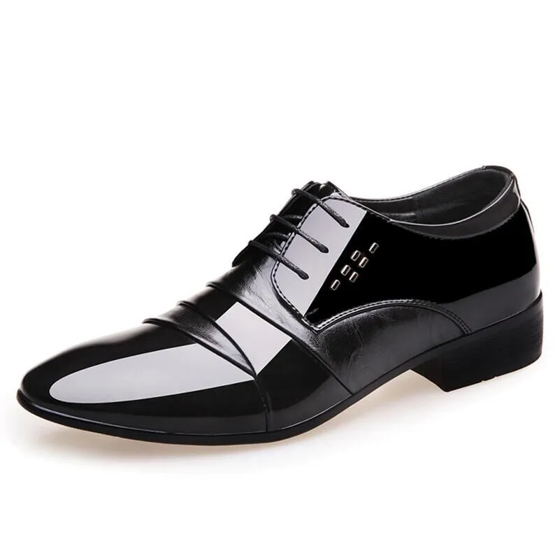 Luxury brand Patent Leather Men Shoes Business Dress Black Brown Oxford Breathable Formal Wedding Footwear |
