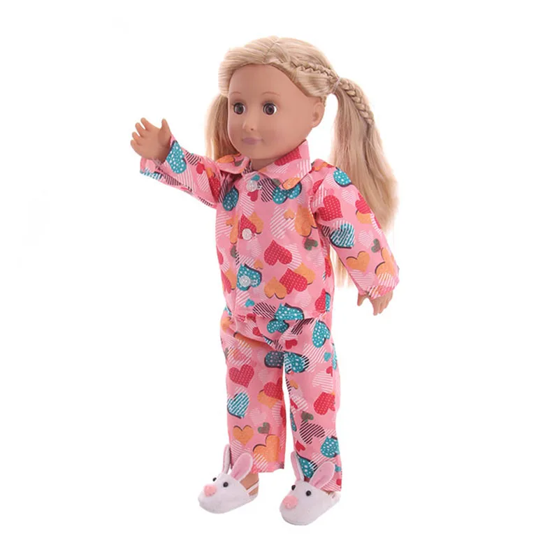 

Promotion!Handmade Doll Clothes Pajamas= Shirt + Trousers for American 18 Inch Girl Doll & 43 cm Born Baby Doll & Our Generation