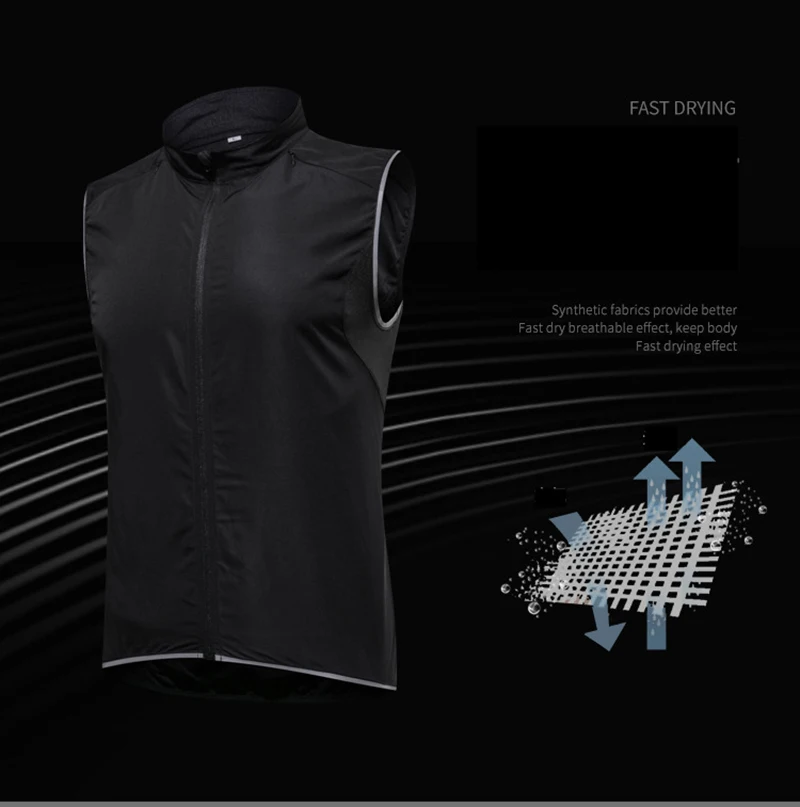 2019 ветрозащитный велосипедный жилет Мужская дышащая Светоотражающая ветровка