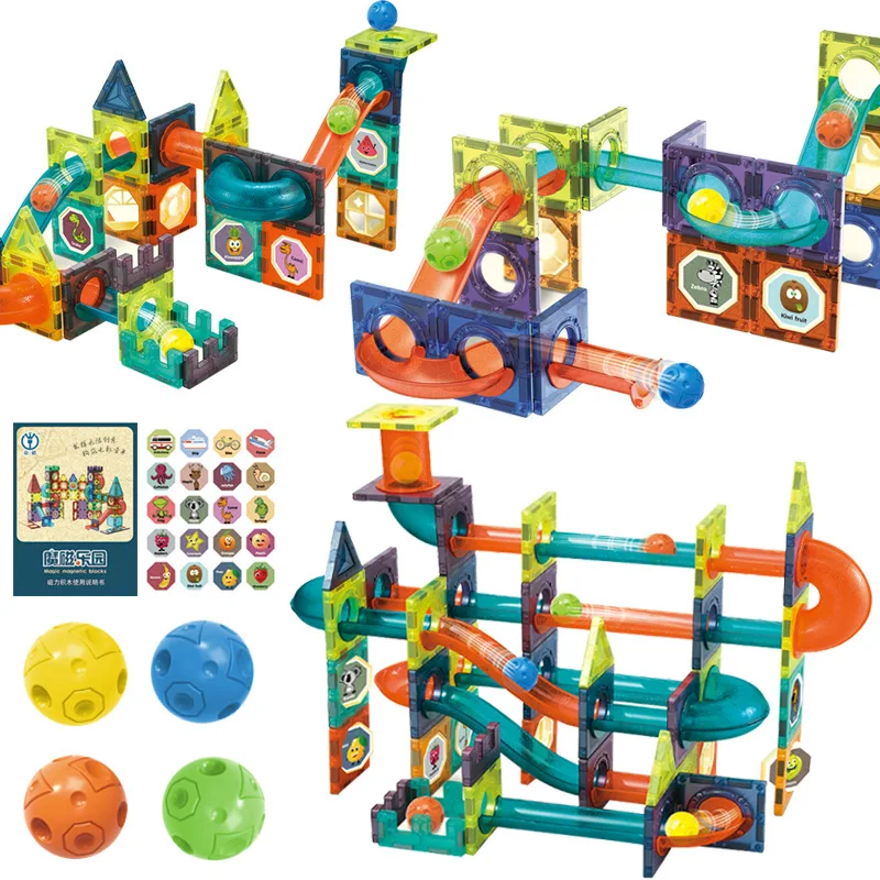 

Magnetic Building Blocks Toys Sets Children Magnet Ball Track Funnel Slide Blocks Slide Blocks Kids Educational DIY Toys Gifts