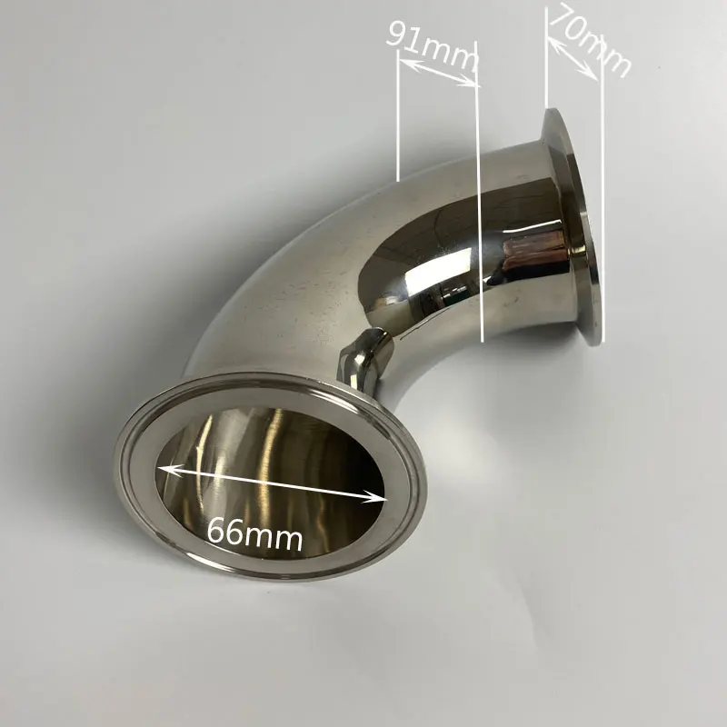 

70mm 2-1/2" 2.5"Pipe OD Sanitary Tri Clamp Ferrule 90 Degree Elbow Pipe Fitting 304 Stainless Steel For Homebrew