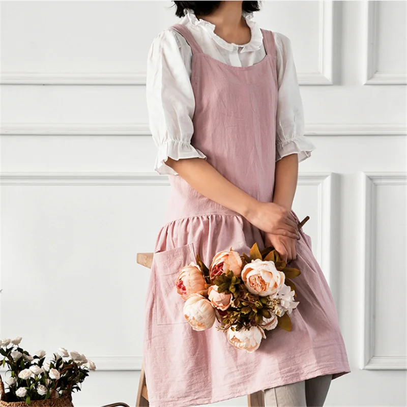 Saim домашней кухни цветочный фартук из хлопка и льна кухонный для кафе женское