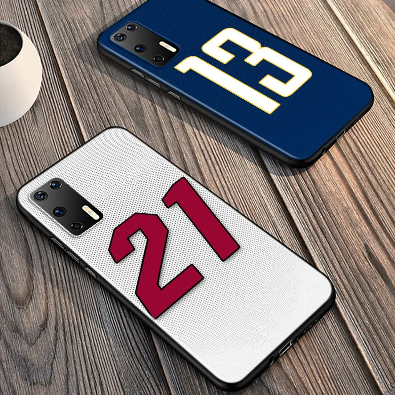 

Basketball Lucky Number For Huawei P40 P30 P20 Pro P10 P9 P8 Lite E Plus 5G 2019 Phone Case Bright Black Silicone Cover