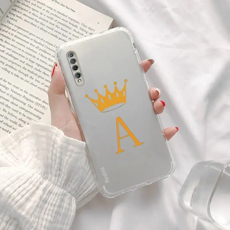 

Original letter crown Phone Case Transparent for Redmi note cc K 30 10 20 8 9 8 S E T X PRO
