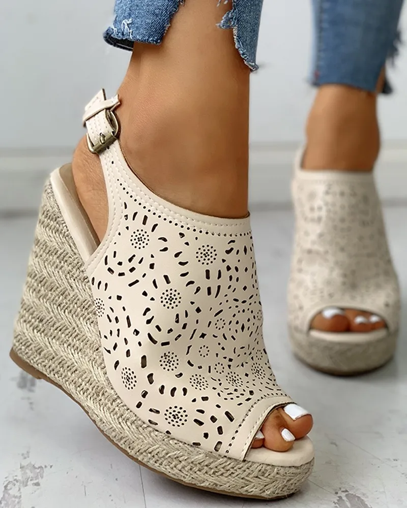 Сандалии женские с открытым носком босоножки на танкетке открытый носок ремешок