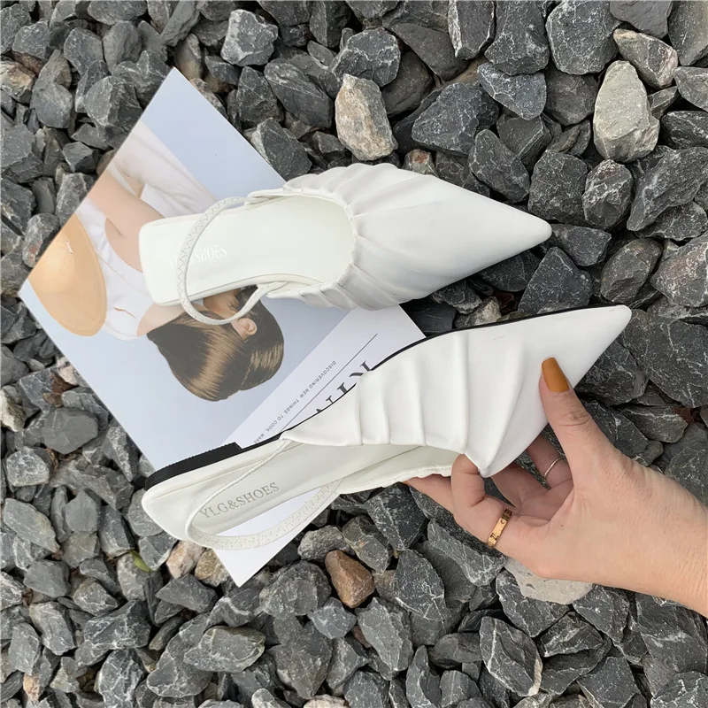 

Female Sandal Fashion Womens Shoes 2021 Clear Heels Girls Luxury Pointed Spring Flat Beige Summer Comfort Scandals Microfiber El
