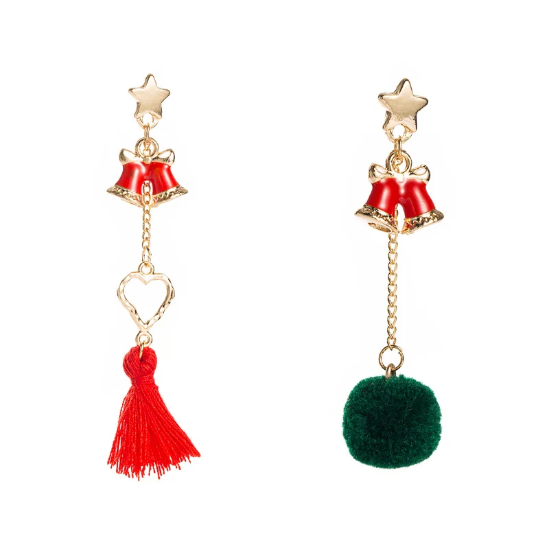 

Exaggerate Geometric Metal Statement Long Dangle Earrings For Women Fashion Red Tassel Hairball Drop Earring Christmas Jewelry