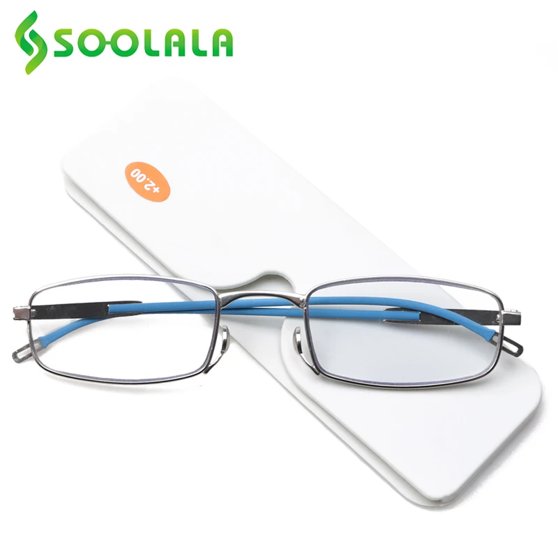 SOOLALA-gafas de lectura plegables para hombres y mujeres, anteojos de lectura con Clip para la nariz, pegajoso, de Metal, graduadas