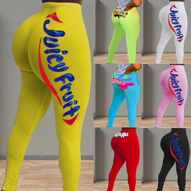 

2021 Snack Leggings For Women Juicy Fruit Booty Candy Color Plus Size Push Up Fitness High Waist Leggins Woman Sexy Cute Pants