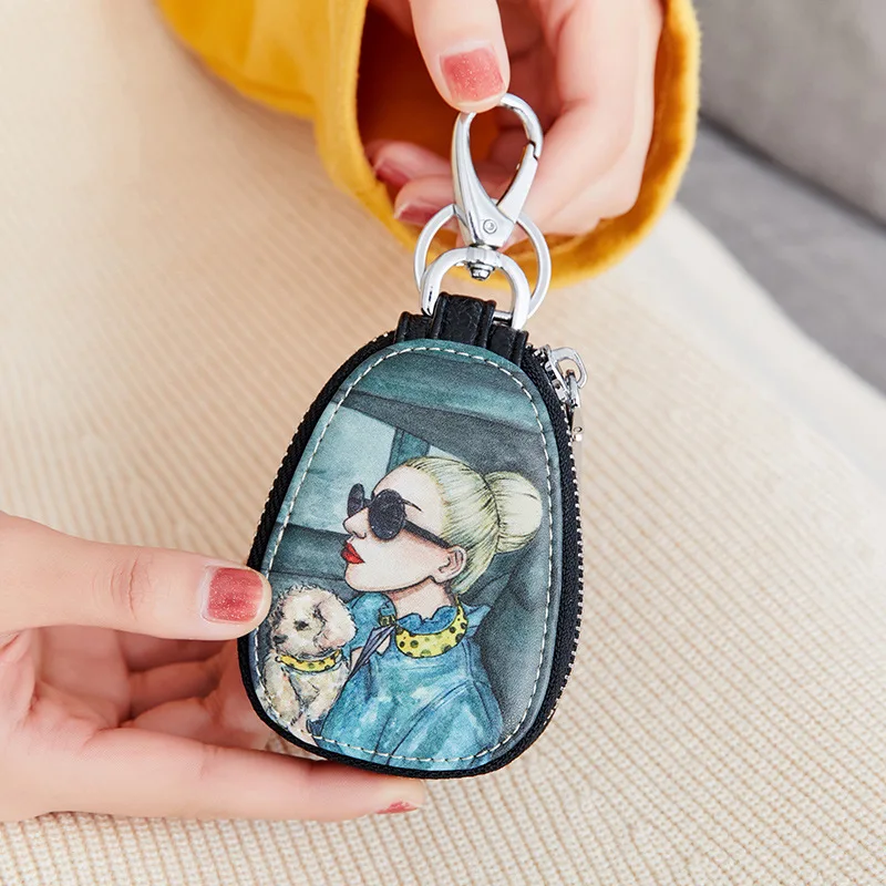 

Large Capacity Zippered General Motors Key Bag Women's Fashionable Cartoon Waist Hang Multi-Function Key Buckle Bag