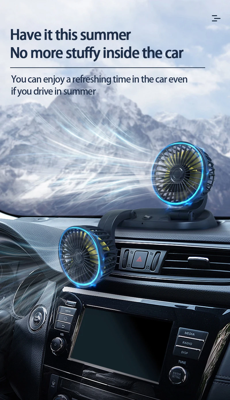 Автомобильный двухсторонний вентилятор 24 В/12 В автомобильный охлаждения мощный