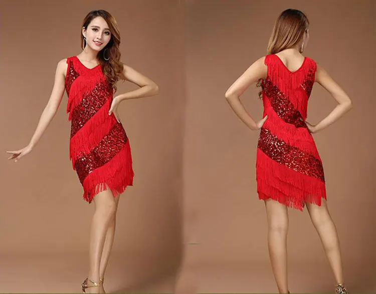 Красные латинские танцевальные костюмы Женская одежда для латиноамериканских