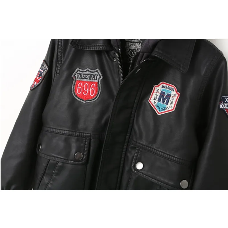 Осенняя плотная кожаная куртка для мальчиков детская пальто из искусственной