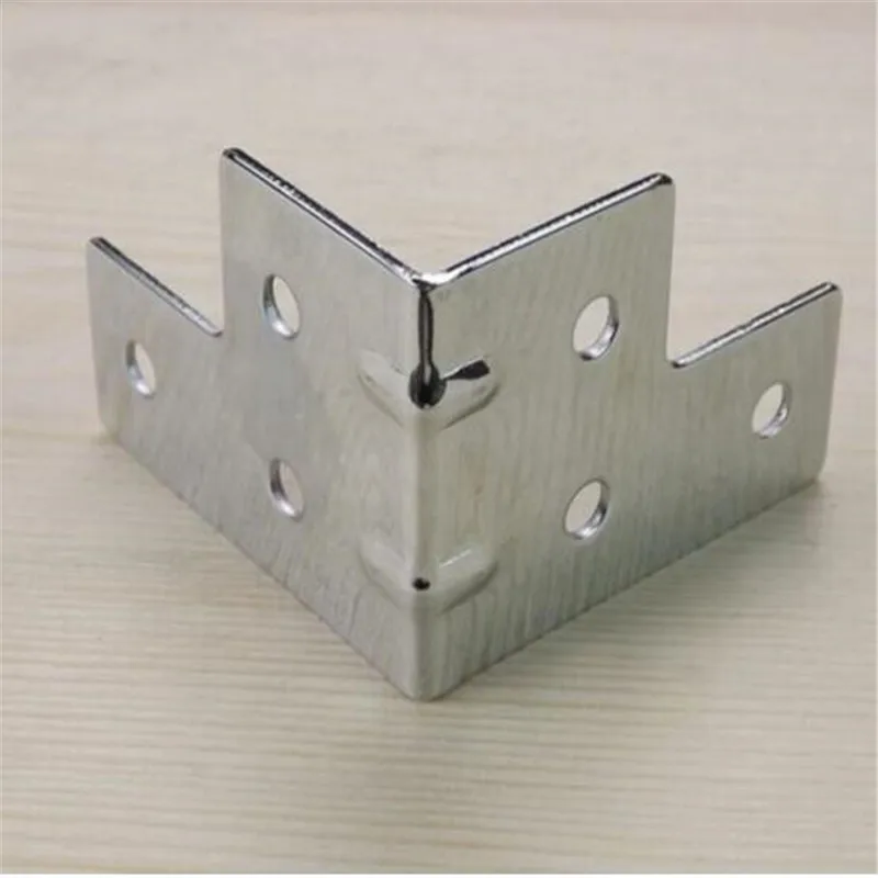 4 шт. серебряный стиль Железный угловой скобы Деревянный чехол металлический