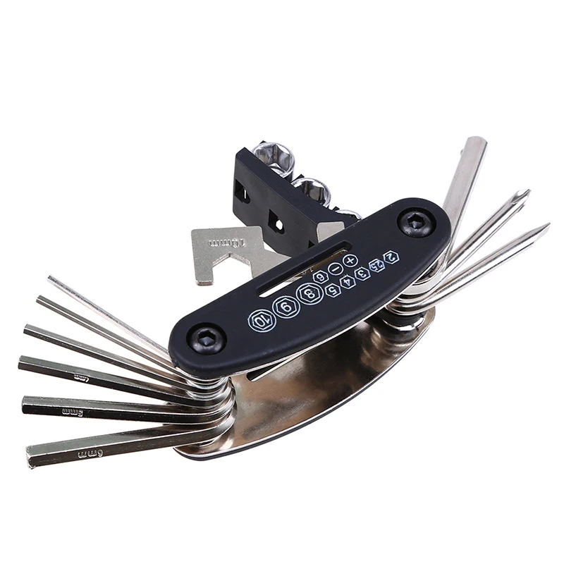 

POSSBAY 15 in 1 Metal Motorcycle Universal Tool Repair Tool Allen Key Multi Hex Wrench Screwdriver for Harley Yamaha Honda