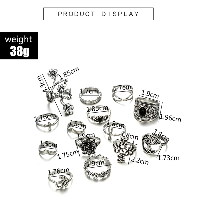 Кольца docona в богемном стиле с цветком розы лотоса для женщин набор колец средней