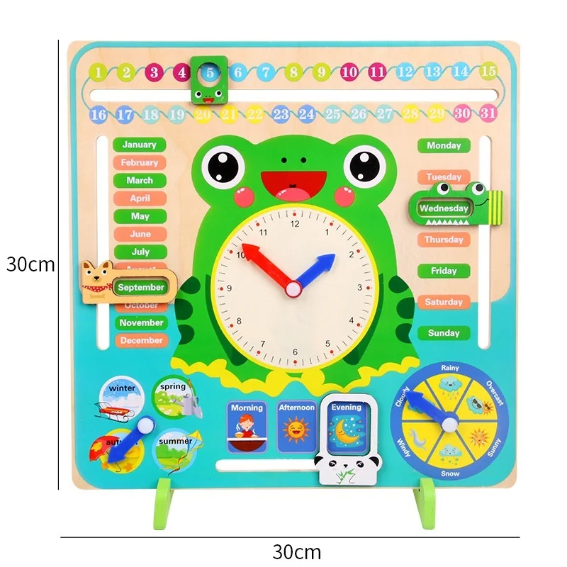 

Calendar Clock Time Weather Season Cognition Wooden Montessori Eearly Education Baby Preschool Teaching Aids Toys For Children