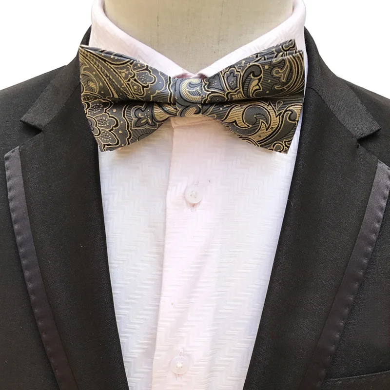 

Bow Tie Gold for Men Floral Striped Plaid Bowtie Polyester Silk Flower Cravat Banquet Neckwear Party Suit Accessories
