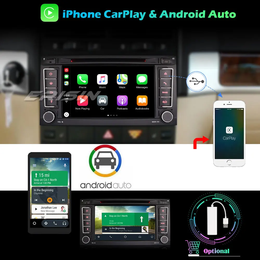 Erisin ES2756T DAB + Android 10 0 автомобильный DVD-плеер Стерео Авторадио GPS Navi SWC CarPlay OBD для VW