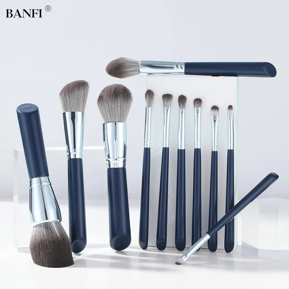 

BANFI The Sky Blue 11pcs Maneup Brush super soft fiber makeup brushes set-high quality face&eye cosmetic pens-synthetic hair
