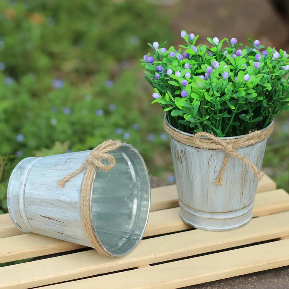 Винтажный Металлический горшок для цветов с железными бочонками подвесной