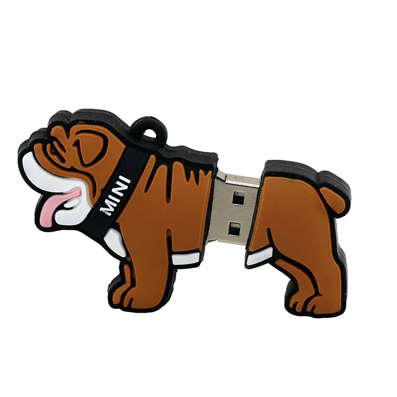 USB флеш-накопитель с животным бульдогом, флеш-накопитель с мультяшным питомцем, USB карта памяти для хранения 4 ГБ 8 ГБ 16 ГБ 128 ГБ, мини-флешка с желтой собакой, подарки