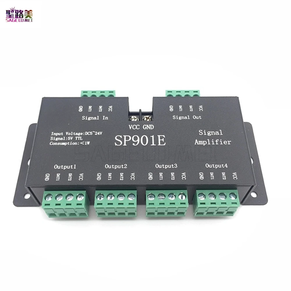 DC5V 24V светодиодный Усилитель сигнала SP901E SPI контроллер 4CH группы усилитель для WS2812