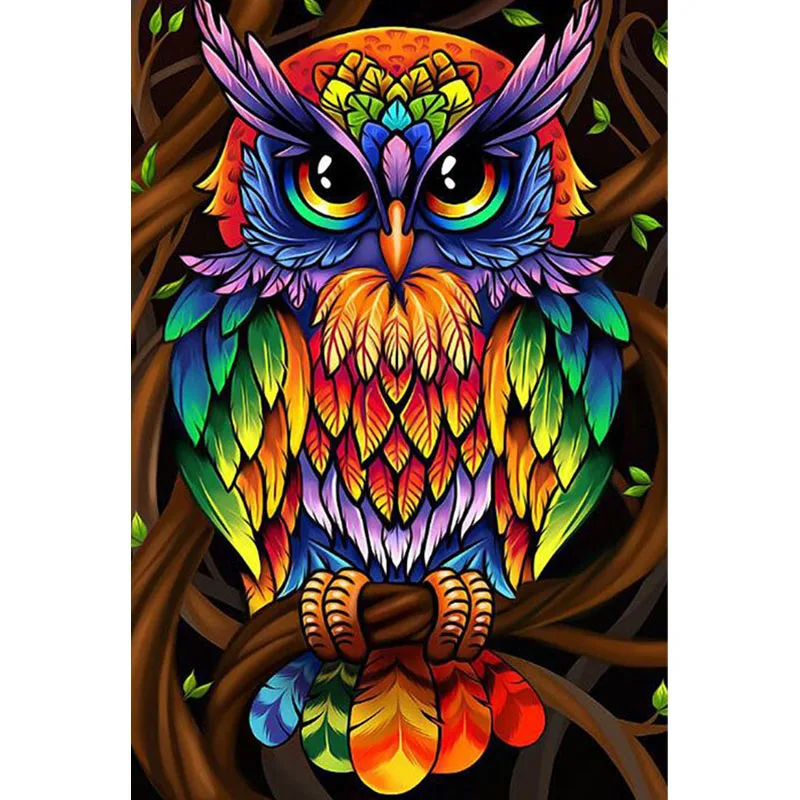 

SNA Diamond Painting Full Pebble Round Owl DIY Handmade Embroidery Mosaic Picture Of Rhinestone Animal Christmas Decoration Home