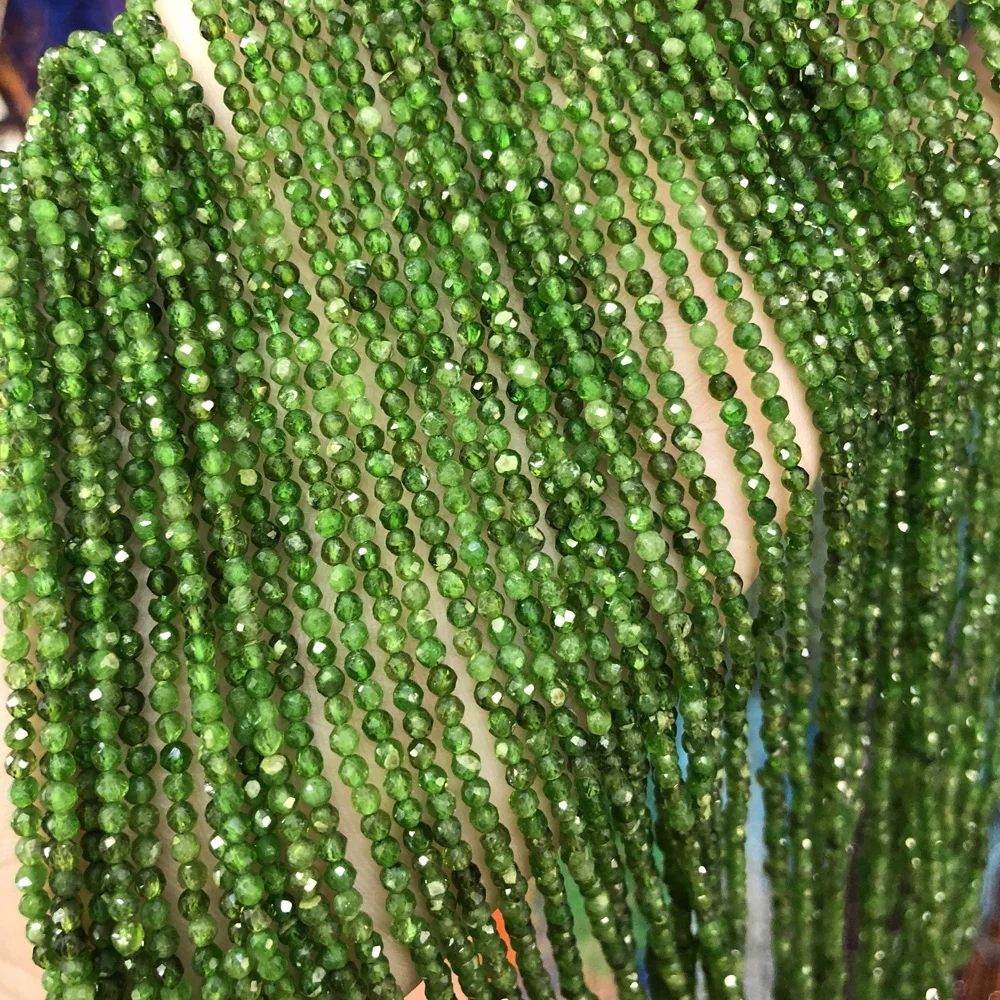 

Wholesale 2 3mm Small Faceted Bead Natural Stone Green Chrome Diopside Loose Beads for Jewelry Making DIY Necklace Bracelet 15''