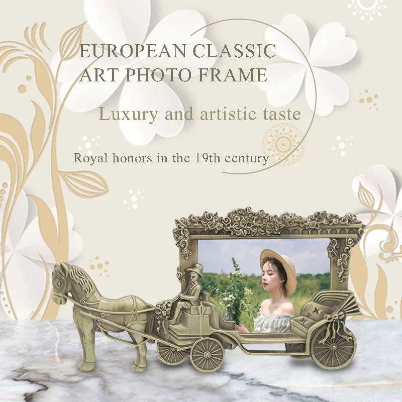 

European style home decoration metal alloy resin photo frame wedding bedroom living room desktop photo frame living room creativ