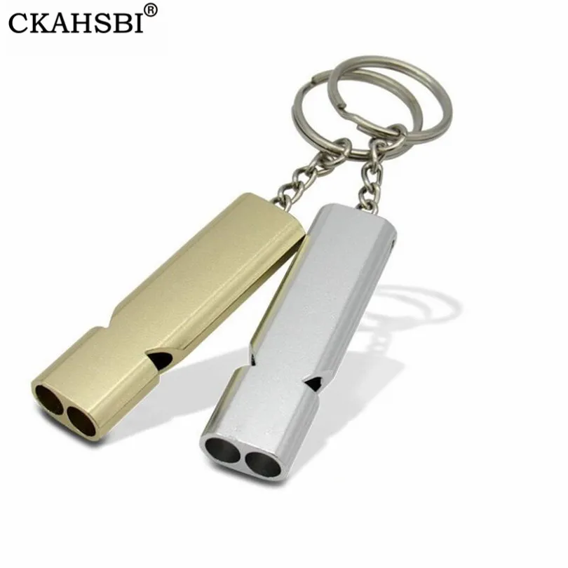 CKAHSBI Stainless Keychain Cheerleading Emergency Multifunction Tool Hot Outdoor Survival Whistle Decibel Double Pipe | Спорт и