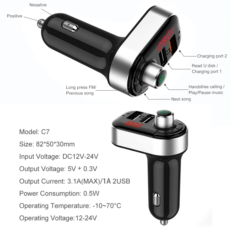 

The new USB car charger can be used for fast charging QC4.0 QC 3.1A PD multi-functional fast charger Charging Bluetooth player