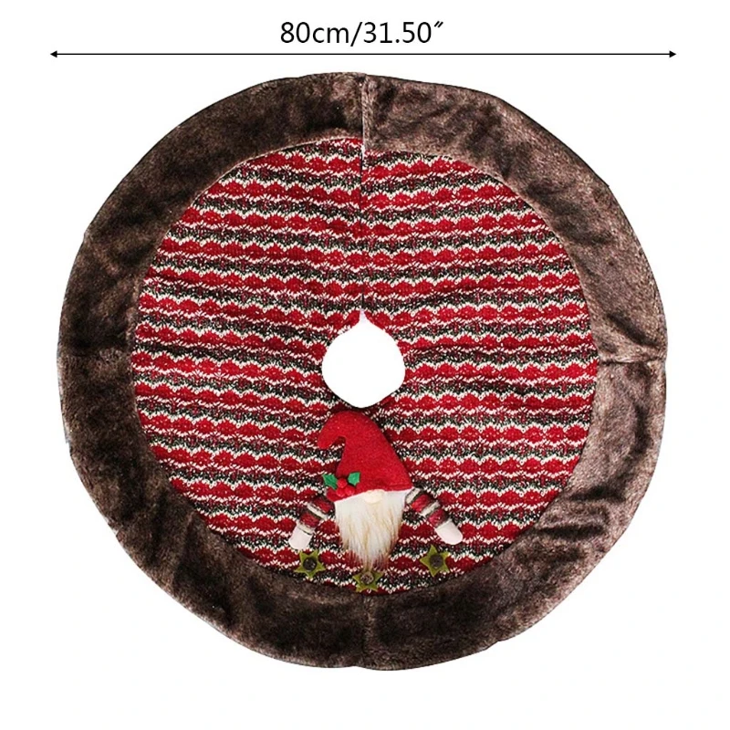

AXYE Gnome Head Stripe Printing Christmas Tree Skirts Soft Thick Fluffy Christmas