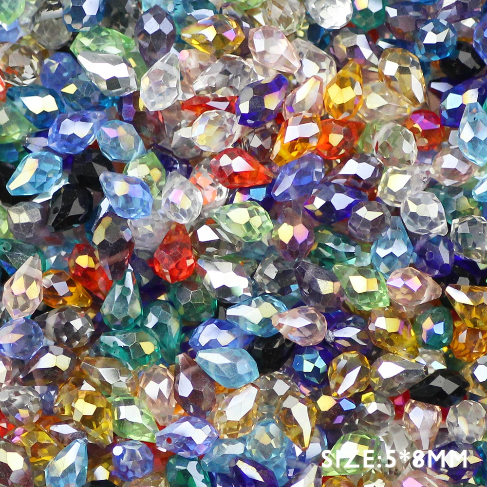 ZHBES 5x8 мм 50 шт AB Цвет в виде капли воды Форма Австрийские хрустальные бусины Spacer