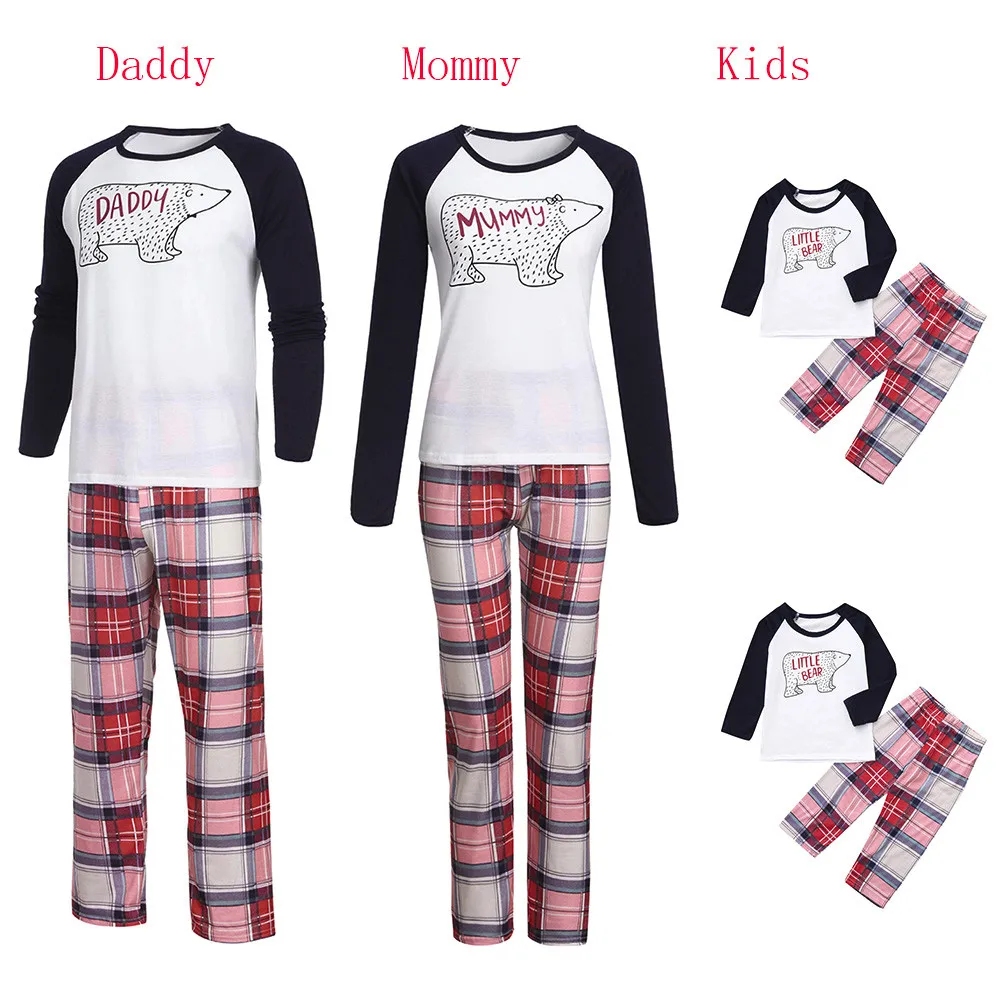 2018 Рождественская Пижама семейная одежда костюм медвежьи пижамы одинаковые