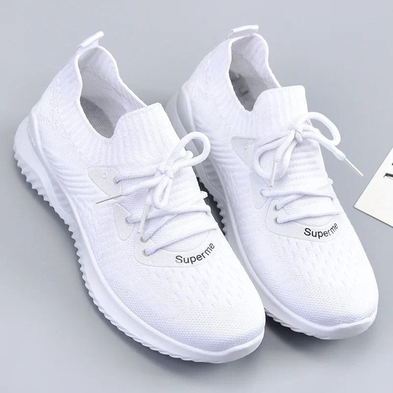 

2021 Summer New Women Casual Shoes Fashion Flat Mesh Breathable Walking Running Lace Up Flat Shoes Sneakers Women Big Size