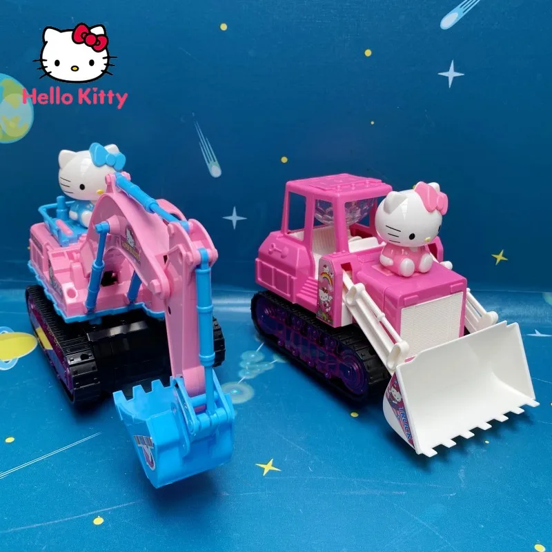 

Электрический экскаватор Hello Kitty для мальчиков и девочек, розовый экскаватор светильник Кая музыка, детский игрушечный автомобиль