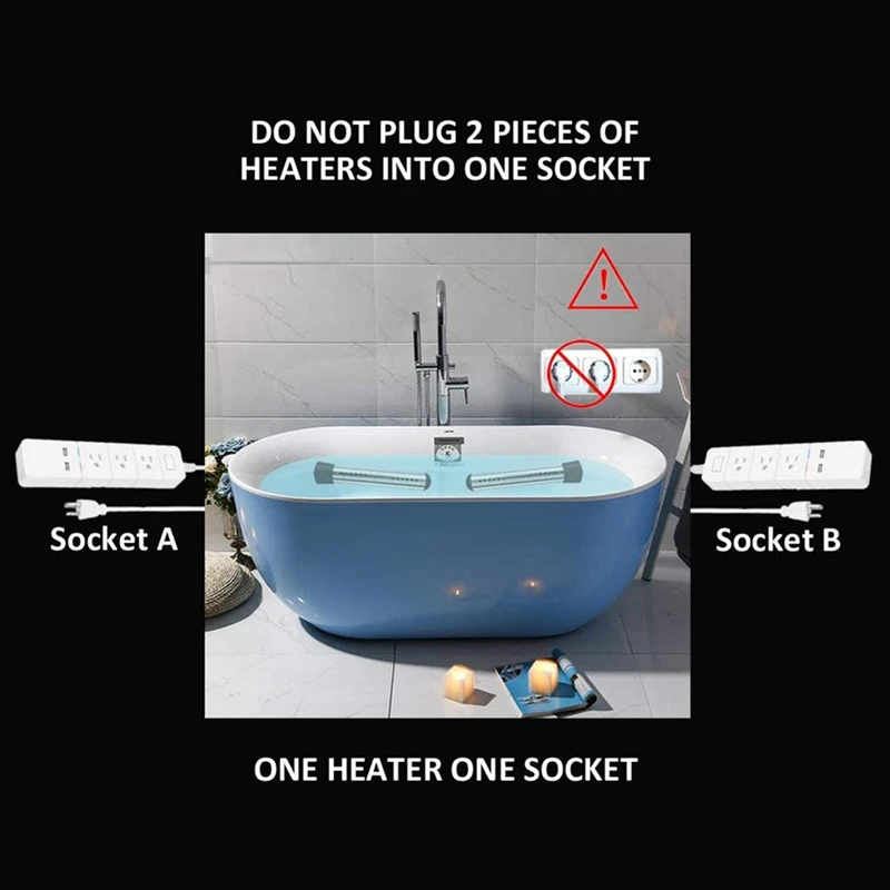 

Immersion Heater, Portable Electric Submersible Instant Water Heater, Used in Swimming Pool Tub Bathtub US Plug