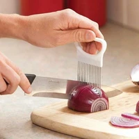 stainless steel onion cutter onion fork fruit vegetables cutter slicer tomato cutter knife cutting safe aid holder kitchen tools