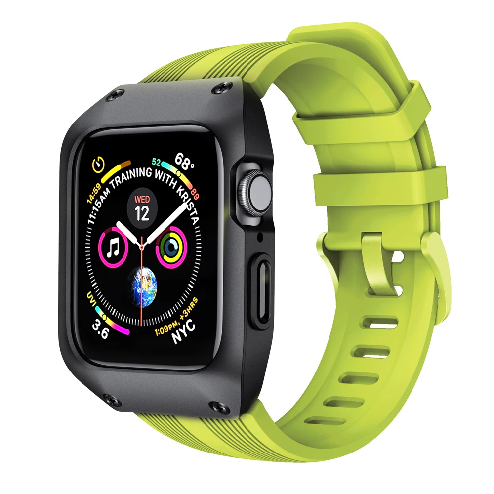 Серебристо-желтый Ударопрочный чехол для часов для Apple Watch серии 4 5 40 мм 44 мм защитный чехол Браслет для Apple iWatch 1 2 3 - Цвет ремешка: Серебристо-желтый