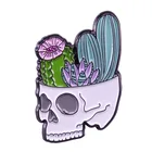 Значок в виде кактуса, черепа, цветов, горшка, брошь, суккуленты, искусство садоводства