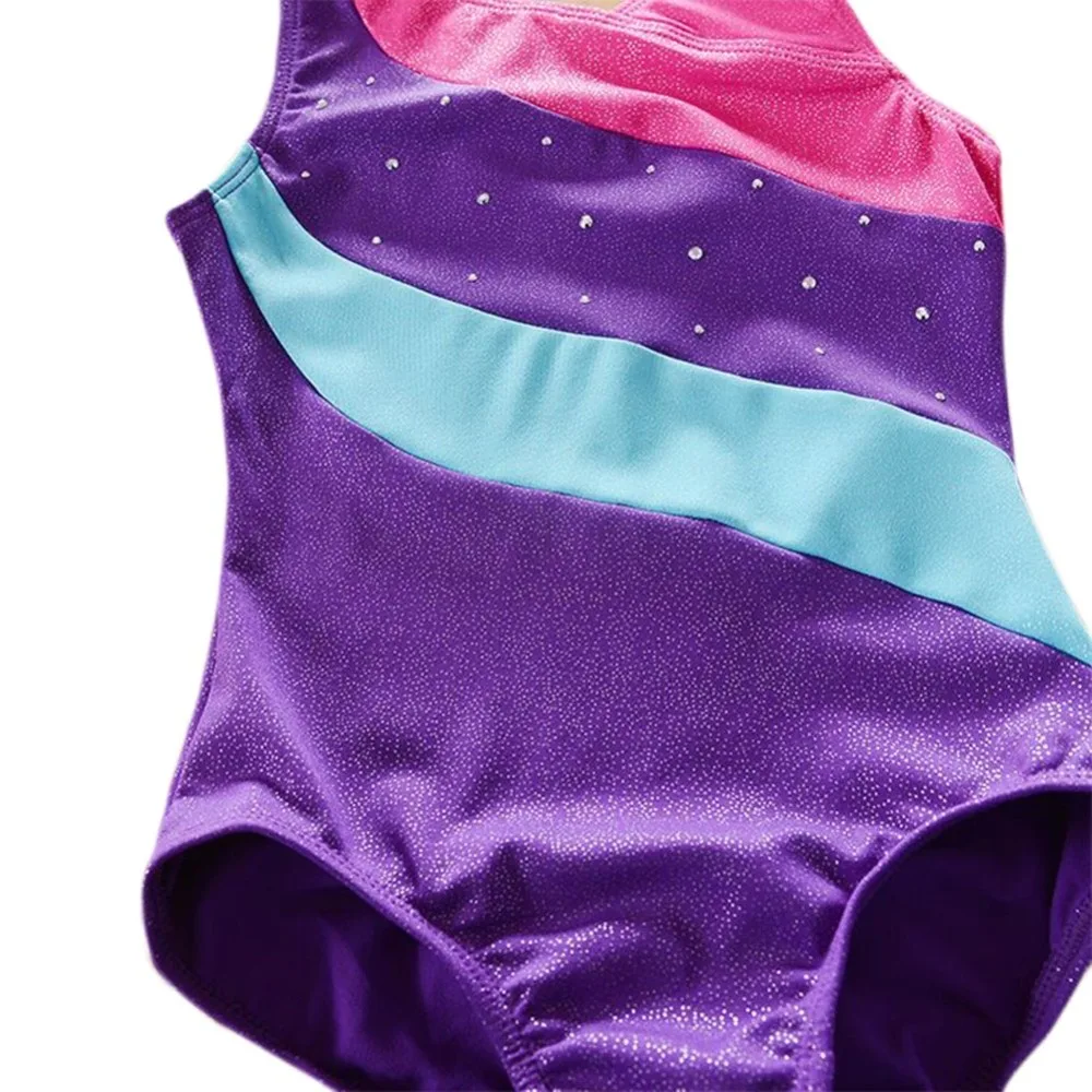Детская майка для девочек блестящий Леотард гимнастики и танцев цельный