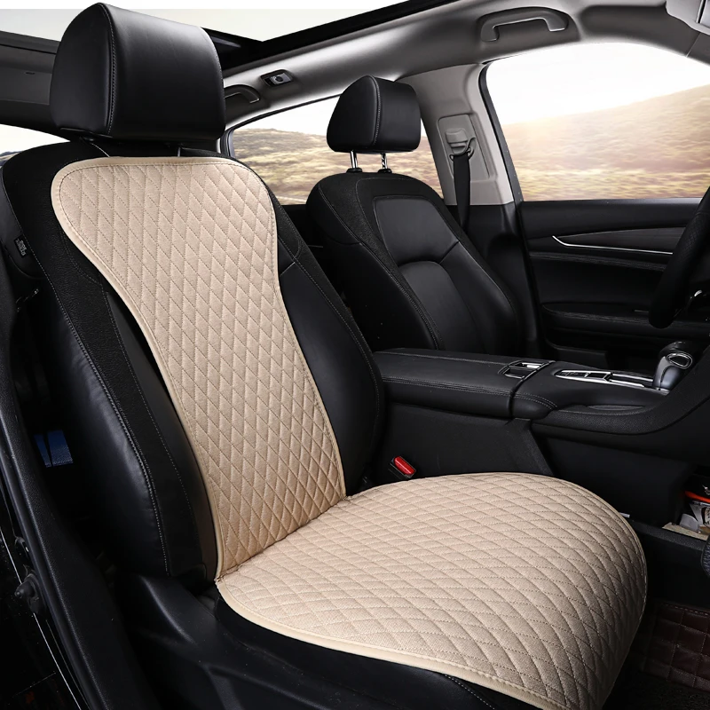 

Linen/flax Fabric Car Seat Cover Four Seasons Front Rear Flax Cushion Breathable Protector not hot in summer E6 X36