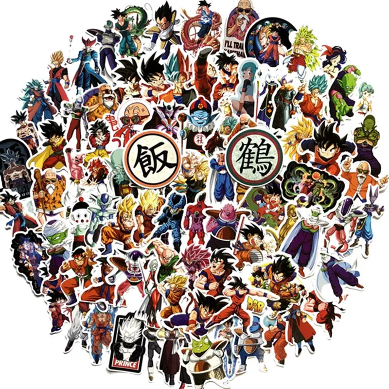 100 шт. dragon ball Z doodle не повторяет индивидуальность лист автомобиля Мотоцикл контейнер с выдвижной ручкой мультфильм каракули стикер игрушка