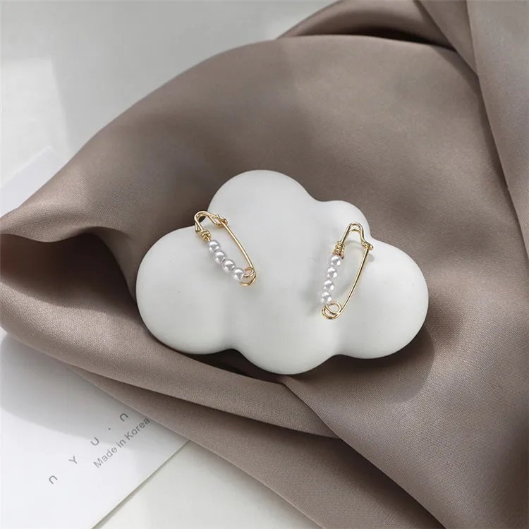 Модные простые металлические серьги-клипсы минималистичный стиль жемчуг милые