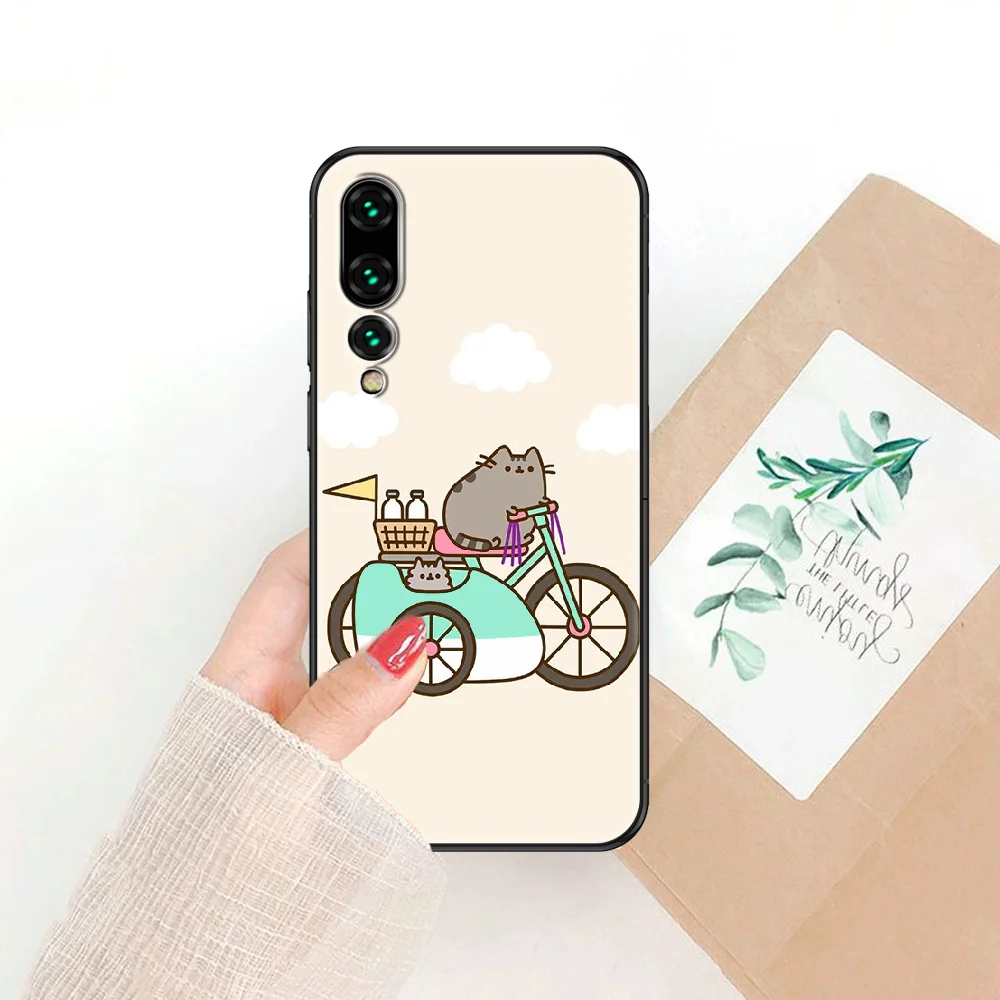

Cute Pusheens the cat Phone case For Huawei P Mate P10 P20 P30 P40 10 20 Smart Z Pro Lite 2019 black tpu coque art back pretty