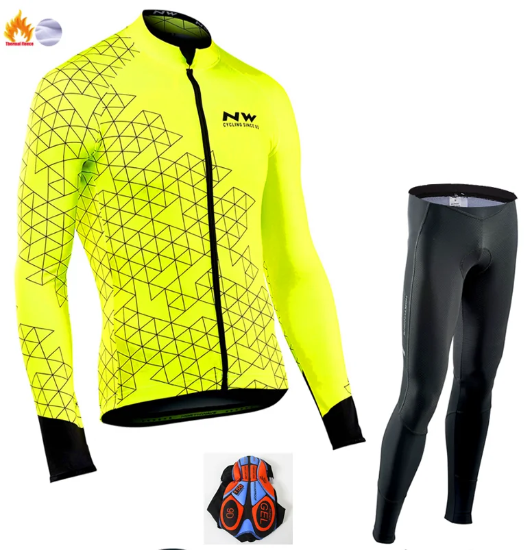 Winter Cycling suit Новейшая зимняя одежда для велоспорта мужская с длинным рукавом термо флис велосипед Джерси комбинезон набор высокого качества Открытый велосипед спортивный костюм - Цвет: Winter Cycling suit
