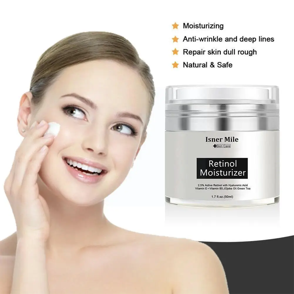 

50ml 2.5% Active Retinol Face Cream Moisturizer Hyaluronic Vitamin Essential Cream Acid Serum E Green B5 Tea M2P9