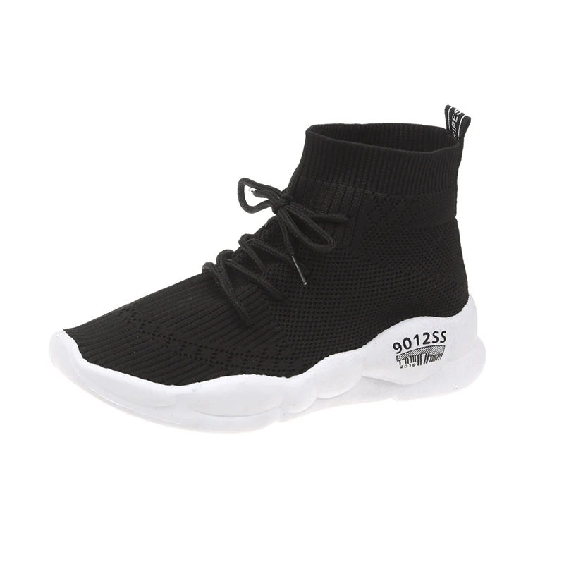 Трикотажные дышащие кроссовки носки брендовые белые высокие слипоны модная