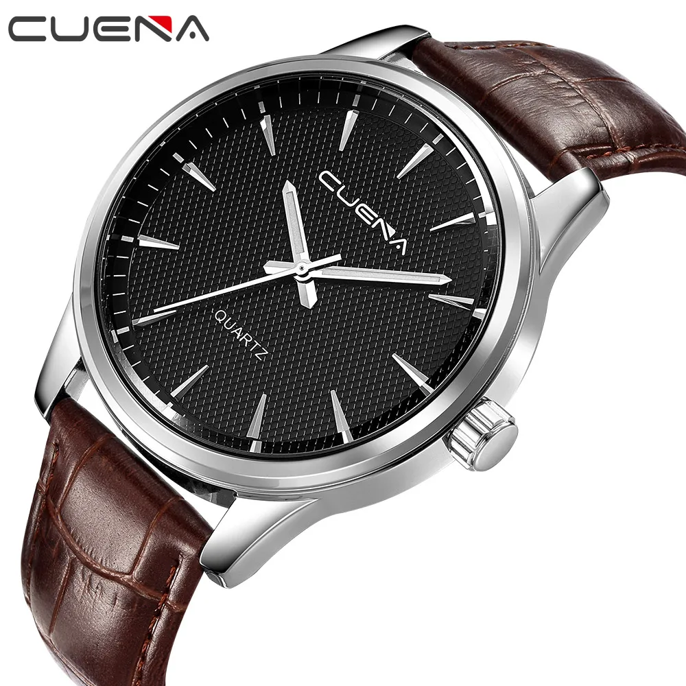 Мужские наручные часы montre homme CUENA модные с кожаным ремешком военные кварцевые
